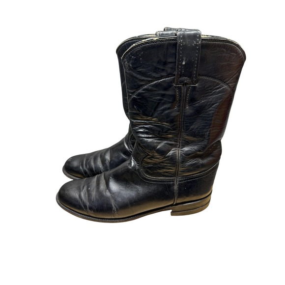 Justin Taylor Other - Justin Roper Boots Mens Size 7 Black Leather Western Cowboy Made USA L2703